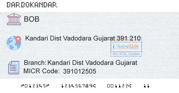 Bank Of Baroda Kandari Dist Vadodara GujaratBranch 