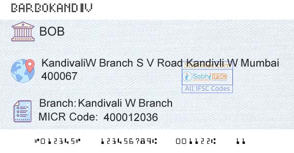 Bank Of Baroda Kandivali W BranchBranch 