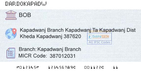 Bank Of Baroda Kapadwanj BranchBranch 