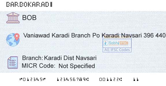 Bank Of Baroda Karadi Dist NavsariBranch 