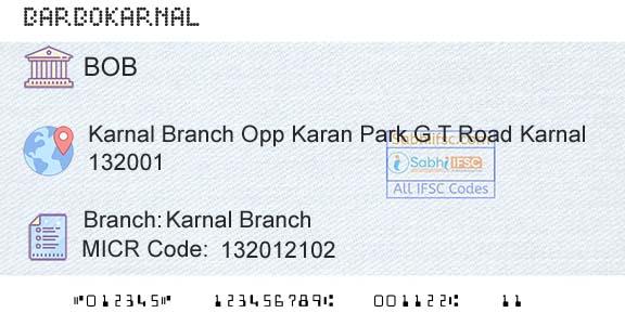 Bank Of Baroda Karnal BranchBranch 