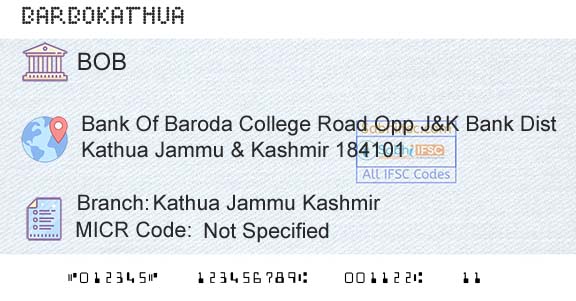 Bank Of Baroda Kathua Jammu KashmirBranch 