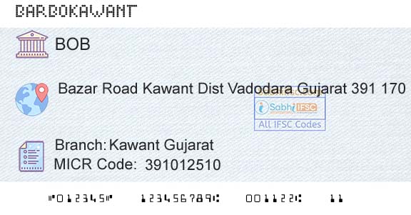 Bank Of Baroda Kawant GujaratBranch 