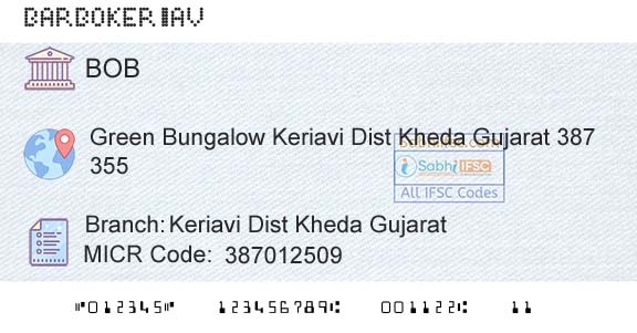Bank Of Baroda Keriavi Dist Kheda GujaratBranch 
