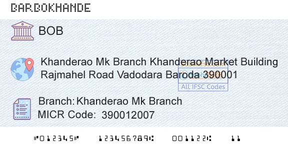Bank Of Baroda Khanderao Mk BranchBranch 