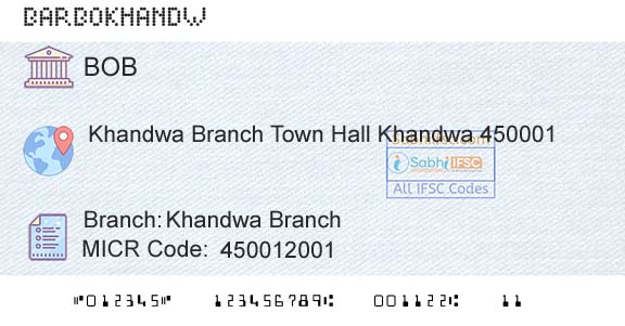 Bank Of Baroda Khandwa BranchBranch 