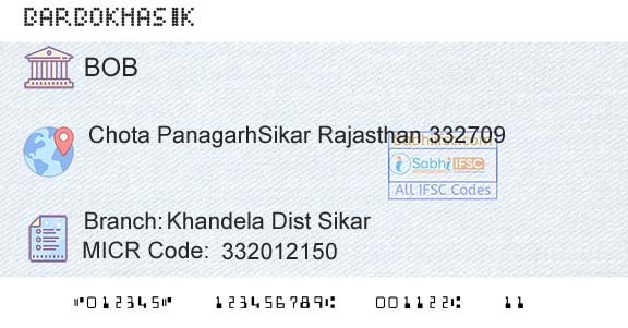 Bank Of Baroda Khandela Dist SikarBranch 