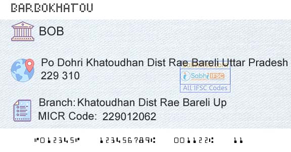 Bank Of Baroda Khatoudhan Dist Rae Bareli UpBranch 