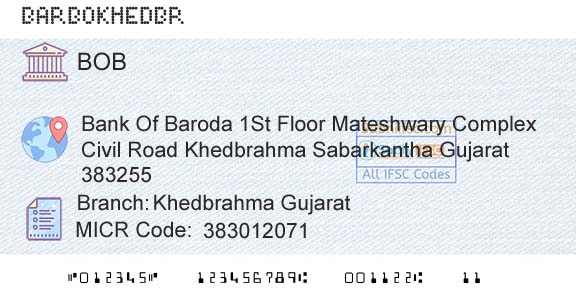 Bank Of Baroda Khedbrahma GujaratBranch 