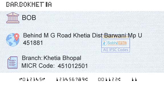 Bank Of Baroda Khetia BhopalBranch 