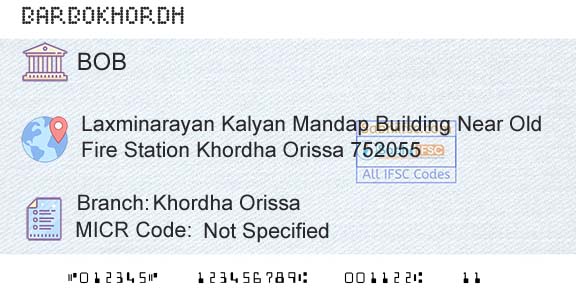 Bank Of Baroda Khordha OrissaBranch 
