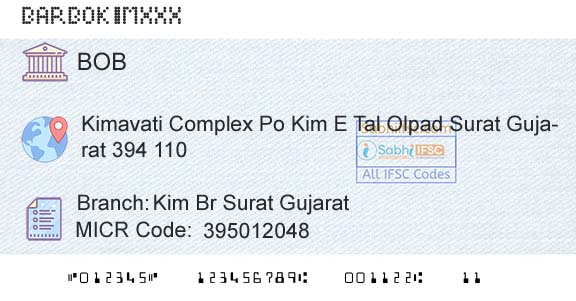 Bank Of Baroda Kim Br Surat GujaratBranch 