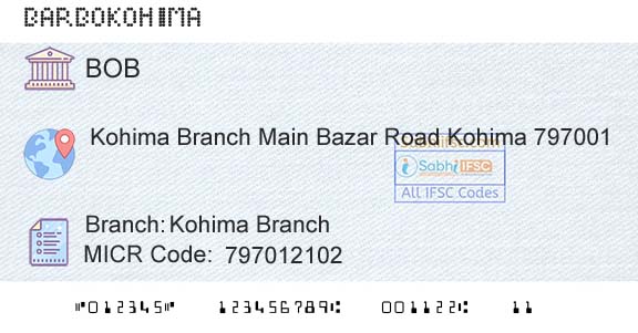 Bank Of Baroda Kohima BranchBranch 