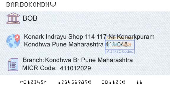Bank Of Baroda Kondhwa Br Pune MaharashtraBranch 