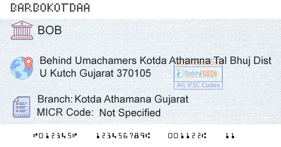 Bank Of Baroda Kotda Athamana GujaratBranch 