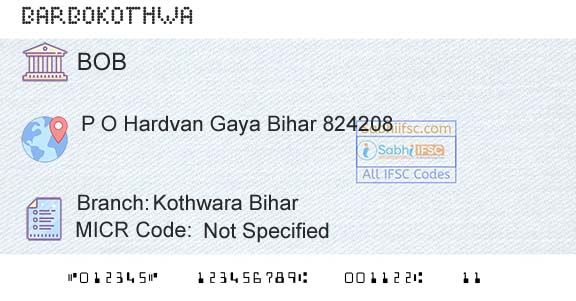 Bank Of Baroda Kothwara BiharBranch 