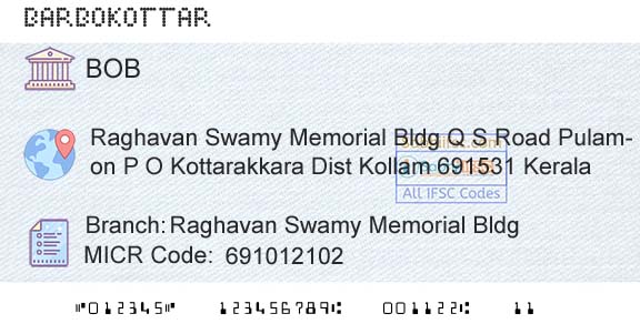 Bank Of Baroda Raghavan Swamy Memorial Bldg Branch 