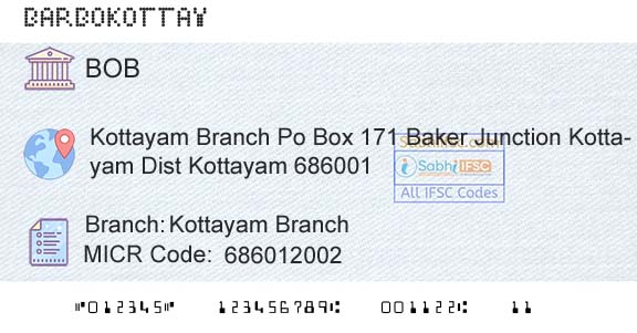 Bank Of Baroda Kottayam BranchBranch 