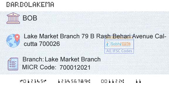 Bank Of Baroda Lake Market BranchBranch 
