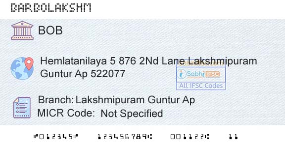 Bank Of Baroda Lakshmipuram Guntur ApBranch 