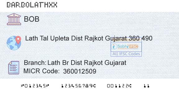 Bank Of Baroda Lath Br Dist Rajkot GujaratBranch 