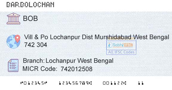 Bank Of Baroda Lochanpur West BengalBranch 