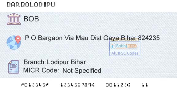 Bank Of Baroda Lodipur BiharBranch 