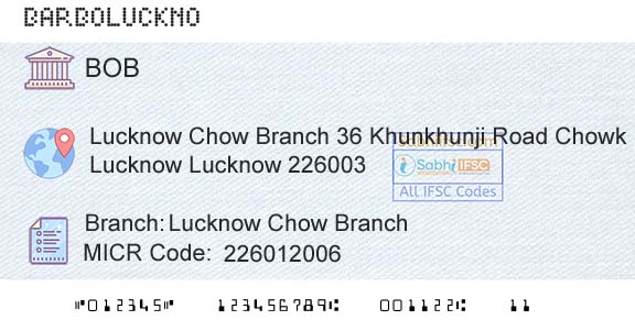 Bank Of Baroda Lucknow Chow BranchBranch 