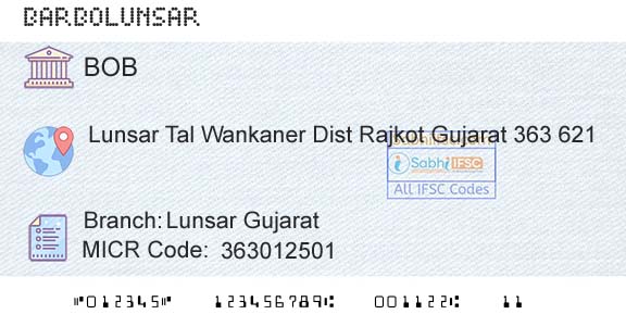 Bank Of Baroda Lunsar GujaratBranch 