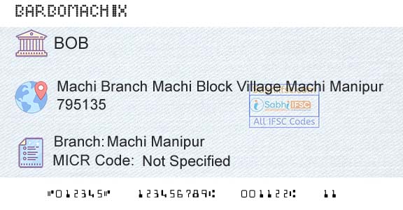 Bank Of Baroda Machi ManipurBranch 