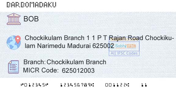 Bank Of Baroda Chockikulam BranchBranch 