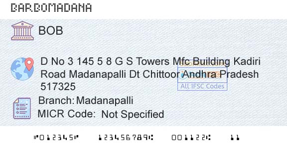 Bank Of Baroda MadanapalliBranch 