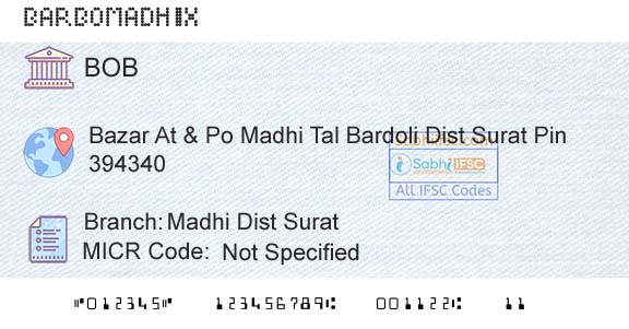 Bank Of Baroda Madhi Dist SuratBranch 