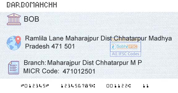 Bank Of Baroda Maharajpur Dist Chhatarpur M P Branch 