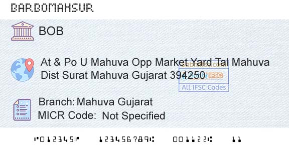 Bank Of Baroda Mahuva GujaratBranch 