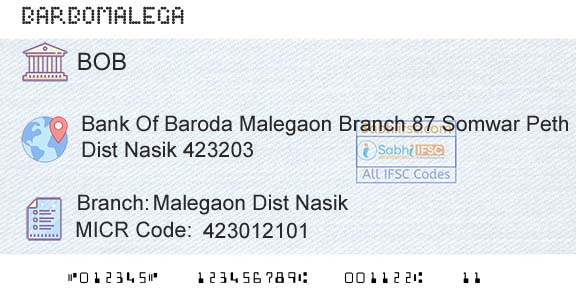 Bank Of Baroda Malegaon Dist NasikBranch 