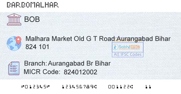Bank Of Baroda Aurangabad Br BiharBranch 