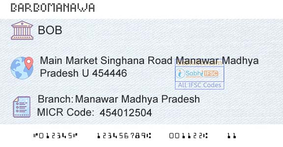 Bank Of Baroda Manawar Madhya PradeshBranch 