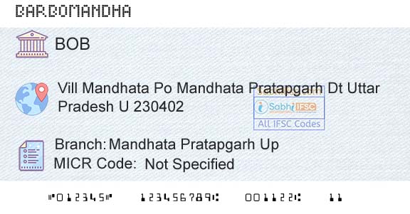 Bank Of Baroda Mandhata Pratapgarh UpBranch 