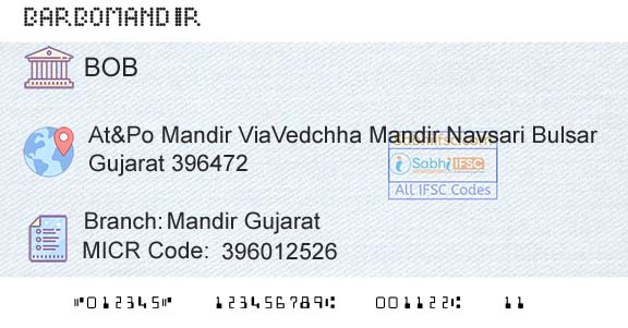 Bank Of Baroda Mandir GujaratBranch 