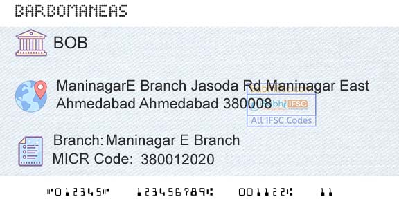 Bank Of Baroda Maninagar E BranchBranch 
