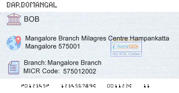 Bank Of Baroda Mangalore BranchBranch 