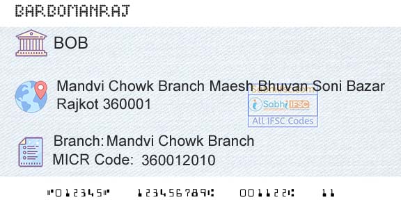 Bank Of Baroda Mandvi Chowk BranchBranch 