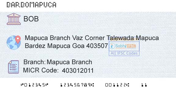 Bank Of Baroda Mapuca BranchBranch 
