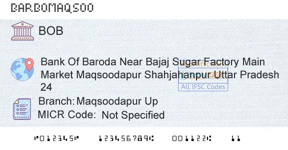 Bank Of Baroda Maqsoodapur UpBranch 