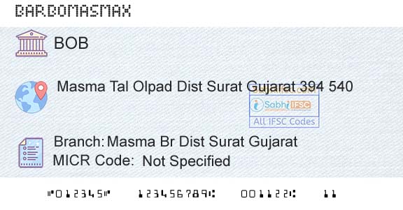 Bank Of Baroda Masma Br Dist Surat GujaratBranch 