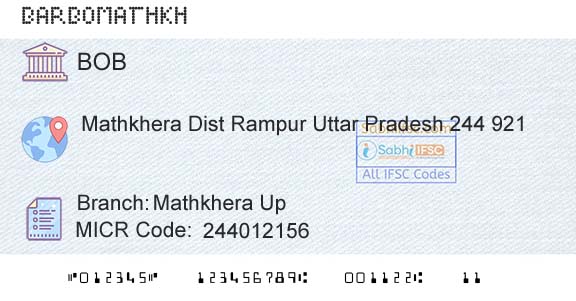 Bank Of Baroda Mathkhera UpBranch 