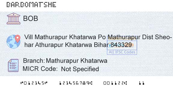 Bank Of Baroda Mathurapur KhatarwaBranch 