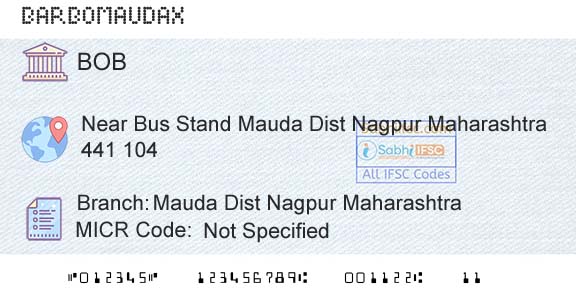Bank Of Baroda Mauda Dist Nagpur MaharashtraBranch 