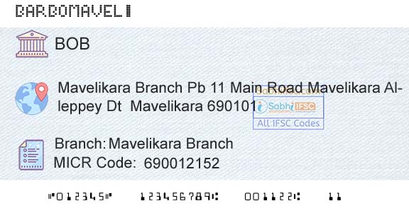 Bank Of Baroda Mavelikara BranchBranch 